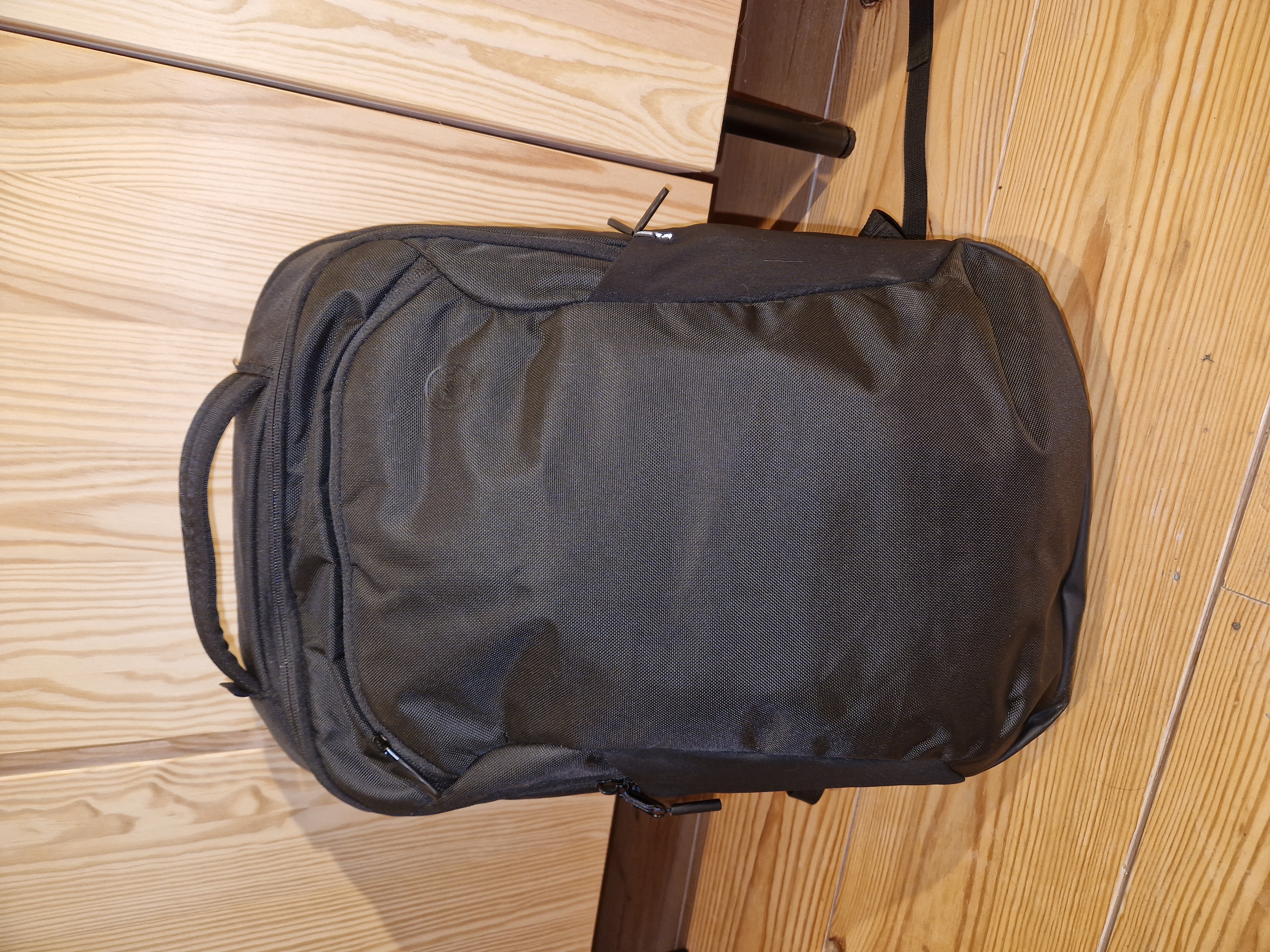 Picture of crumpled up Dell EcoLoop Pro backpack